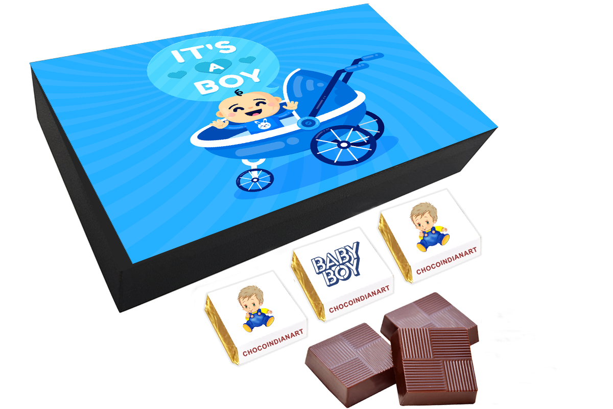 Very Pretty Chocolate Gift Box For Baby Boy Announcement